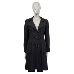 CHANEL lana nera 06A DUFFLE Cappotto Giacca 42 L