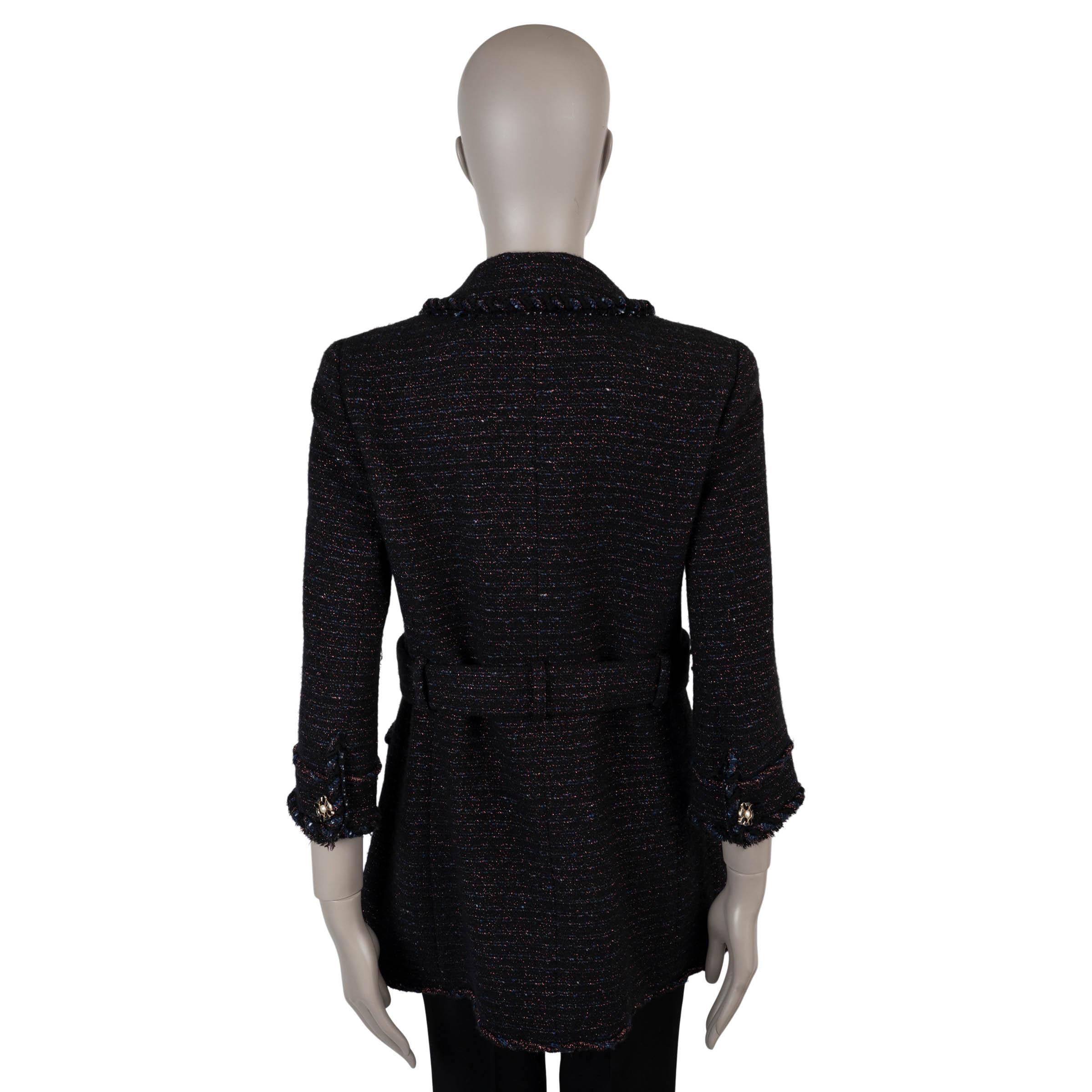 CHANEL negro lana 07A MONTE CARLO LUREX TWEED Abrigo Chaqueta 40 M Negro en venta
