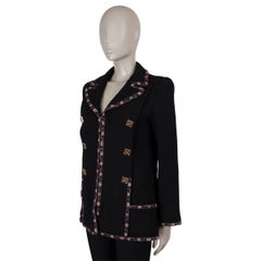 CHANEL black wool 11A BYZANCE EMBROIDERED TWEED Jacket 40 M