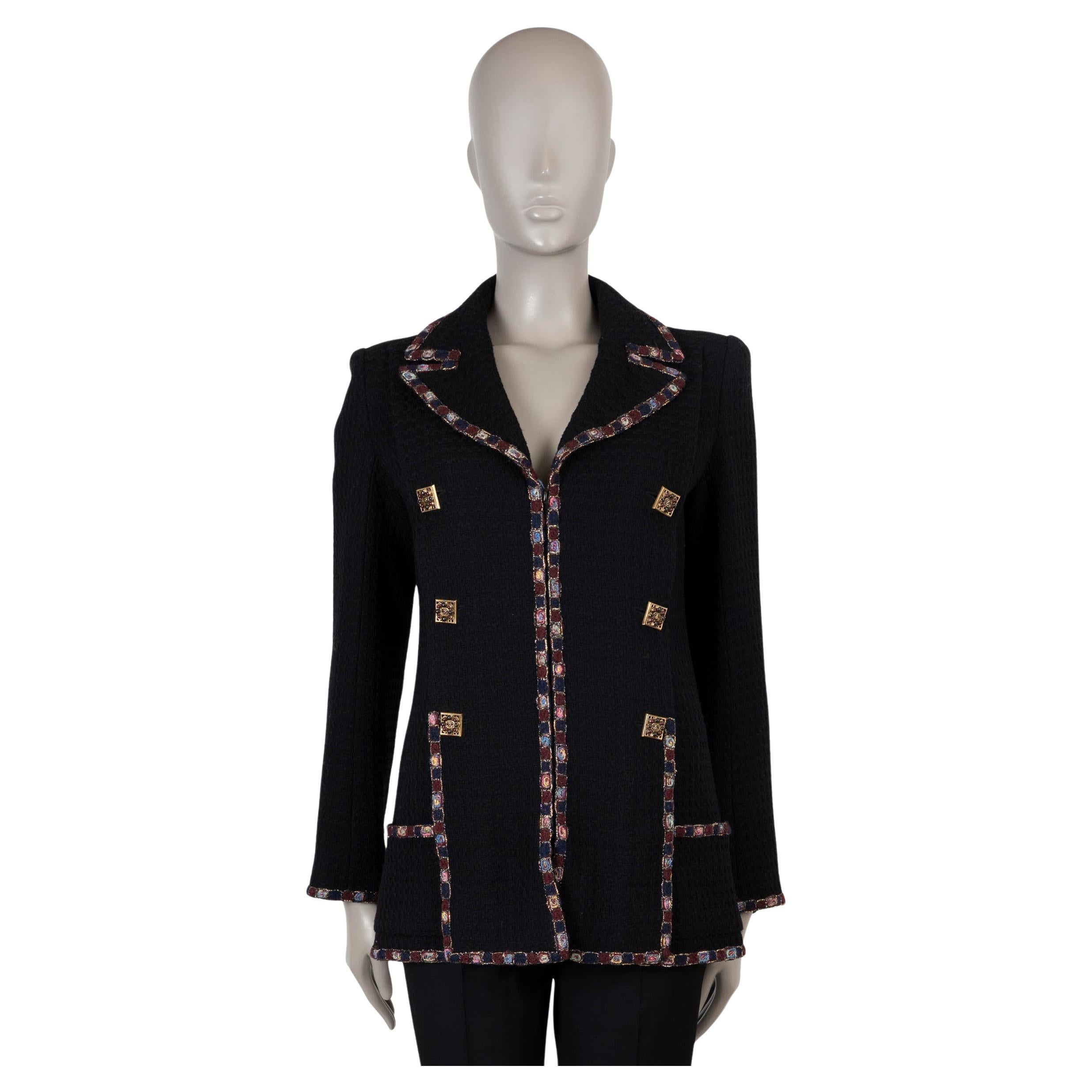 CHANEL black wool 11A BYZANCE EMBROIDERED TWEED Jacket 40 M