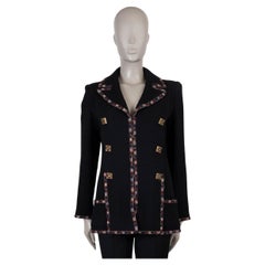 CHANEL black wool 11A BYZANCE EMBROIDERED TWEED Jacket 40 M