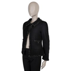CHANEL black wool 11K BRAID TRIM TWEED Jacket 40 M