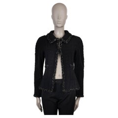 Chanel giacca in lana nera 11K BRAID TRIM TWEED 40 M.