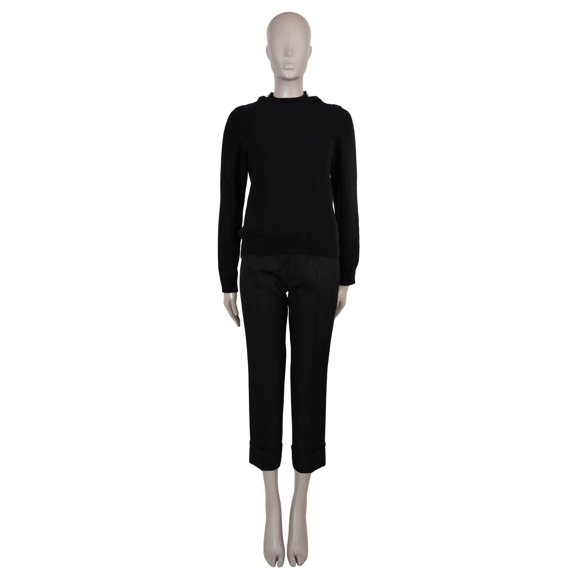 De las mujeres CHANEL suéter negro lana 16B cuello abotonado RIB-KNIT 36 XS en venta