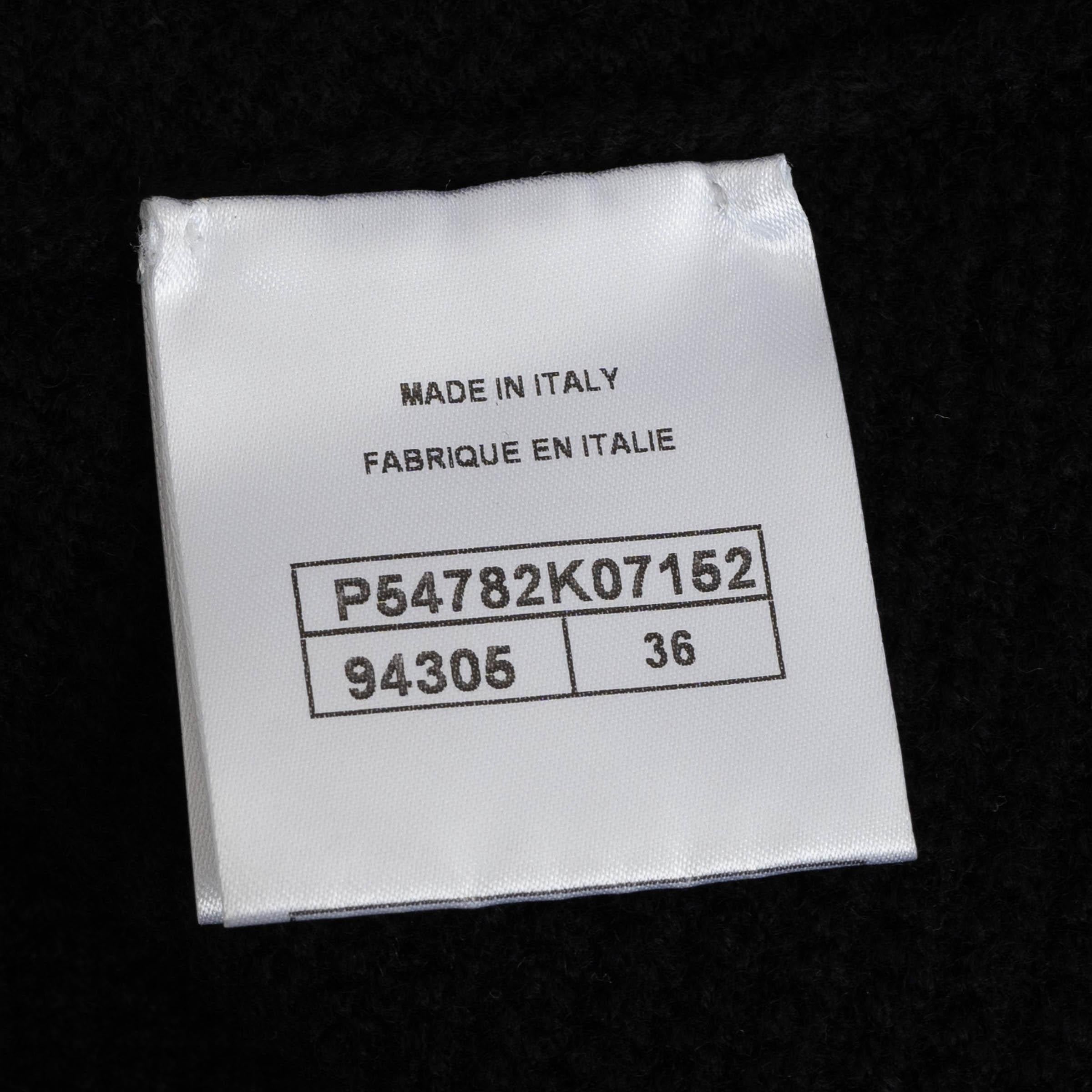 CHANEL suéter negro lana 16B cuello abotonado RIB-KNIT 36 XS en venta 3