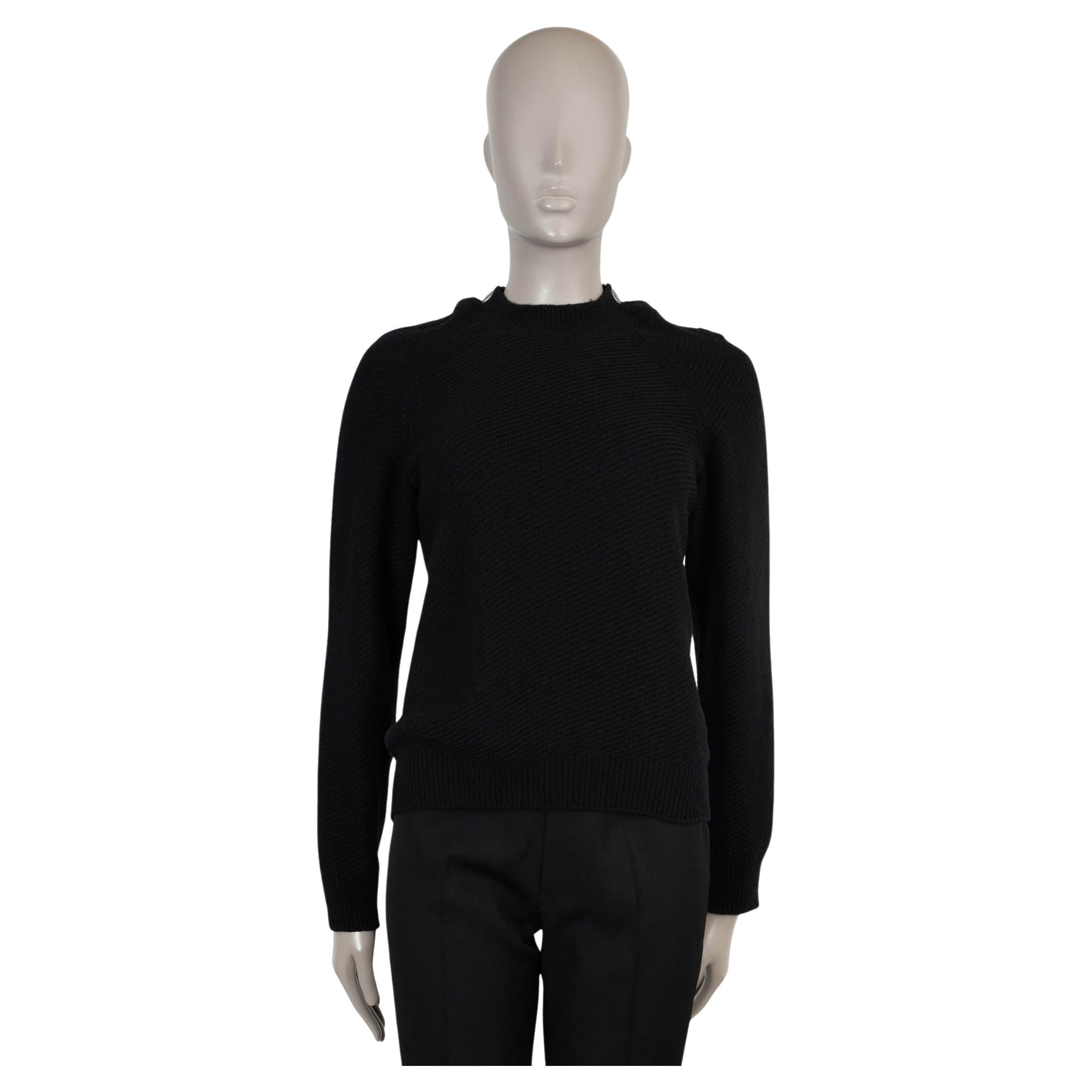 CHANEL suéter negro lana 16B cuello abotonado RIB-KNIT 36 XS en venta