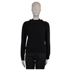 CHANEL suéter negro lana 16B cuello abotonado RIB-KNIT 36 XS