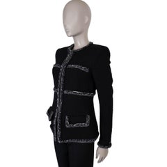 CHANEL black wool 17A COSMOPOLITE BRAID TRIM TWEED Jacket 38 S