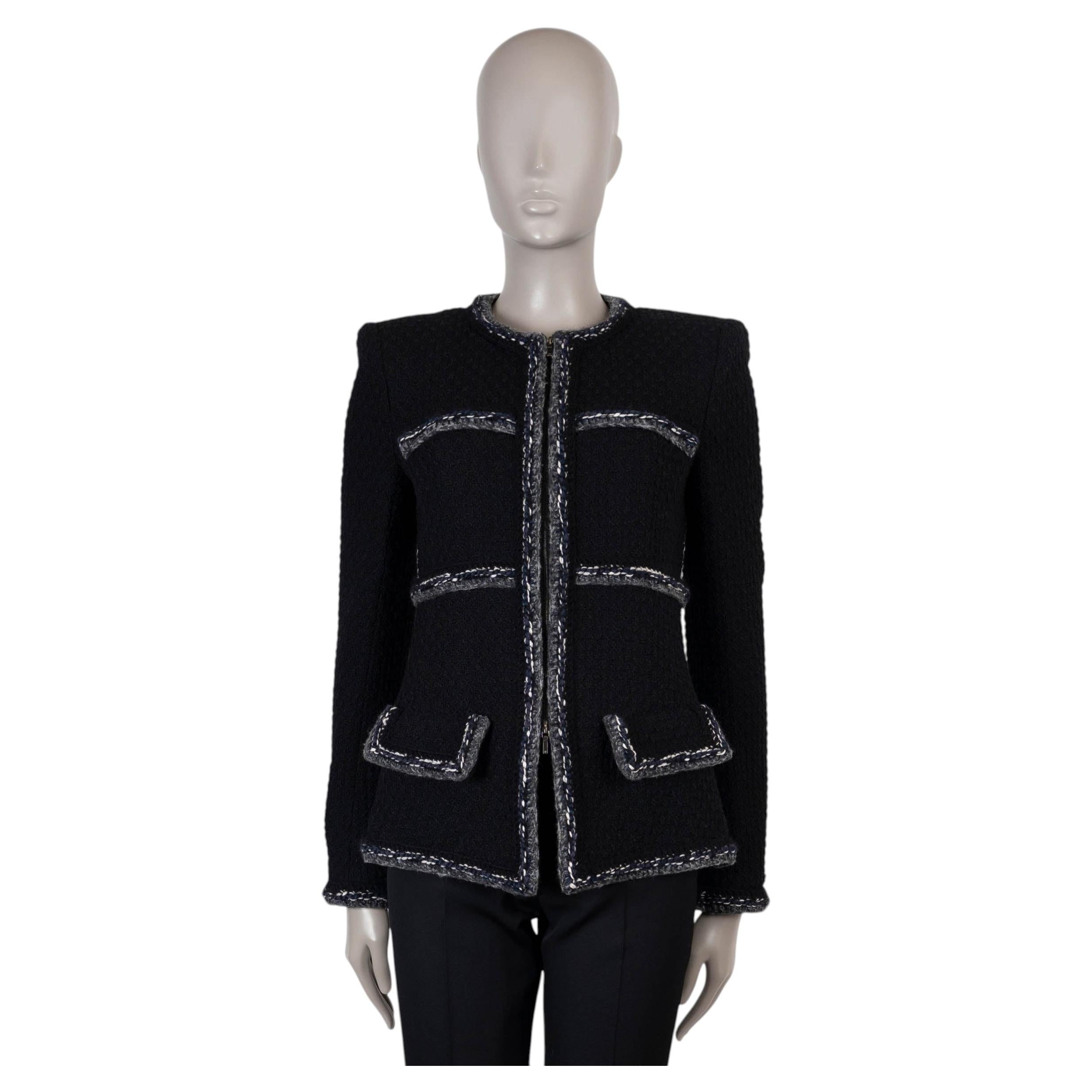CHANEL schwarze Wolle 17A COSMOPOLITE BRAID TRIM TWEED Jacke 38 S im Angebot