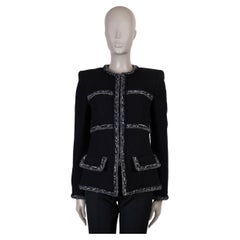 CHANEL black wool 17A COSMOPOLITE BRAID TRIM TWEED Jacket 38 S
