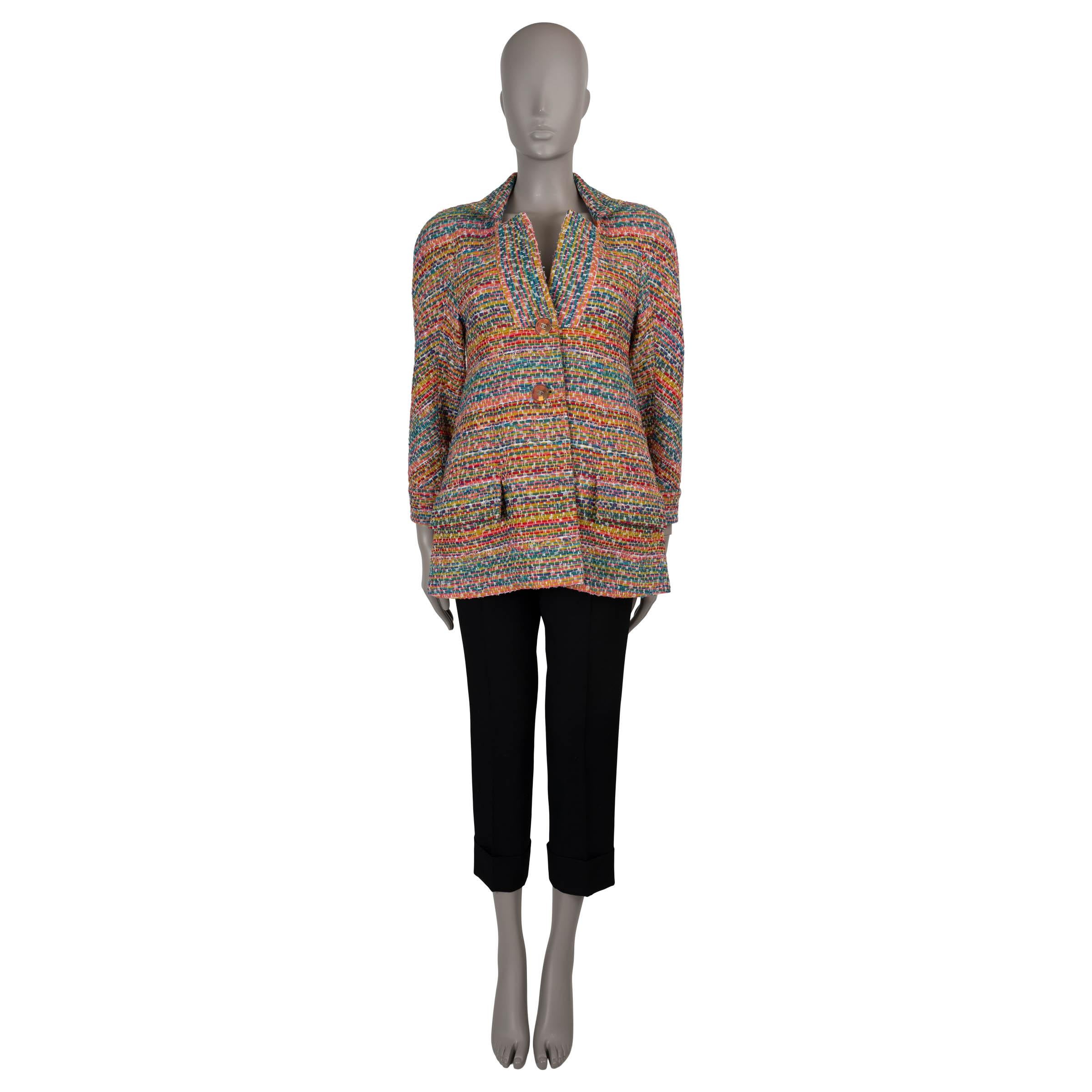 CHANEL laine noire 17B CC BELTED TWEED Manteau Veste 38 S Pour femmes en vente