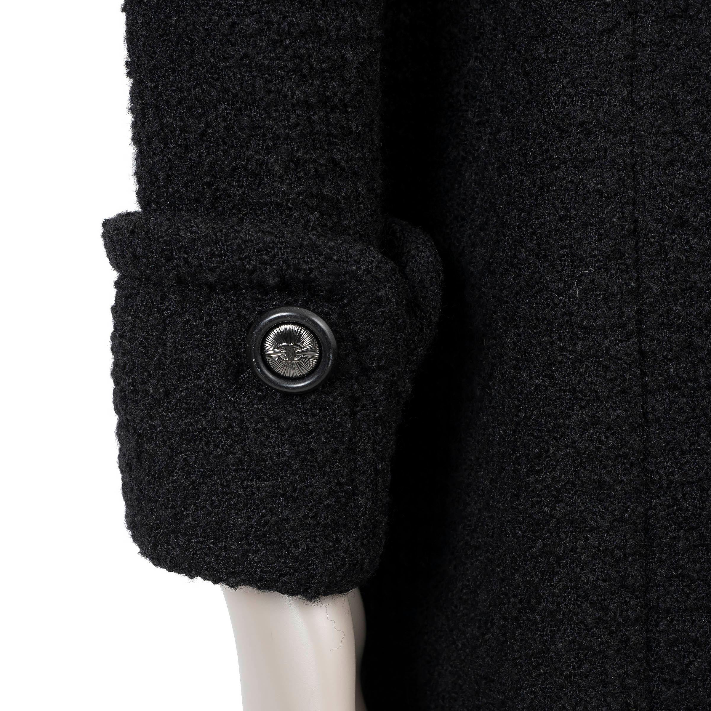 CHANEL laine noire 17B CC BELTED TWEED Manteau Veste 38 S 2