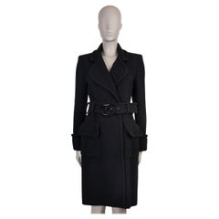 CHANEL laine noire 17B CC BELTED TWEED Manteau Veste 38 S