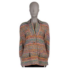 CHANEL black wool 17B CC BELTED TWEED Coat Jacket 38 S