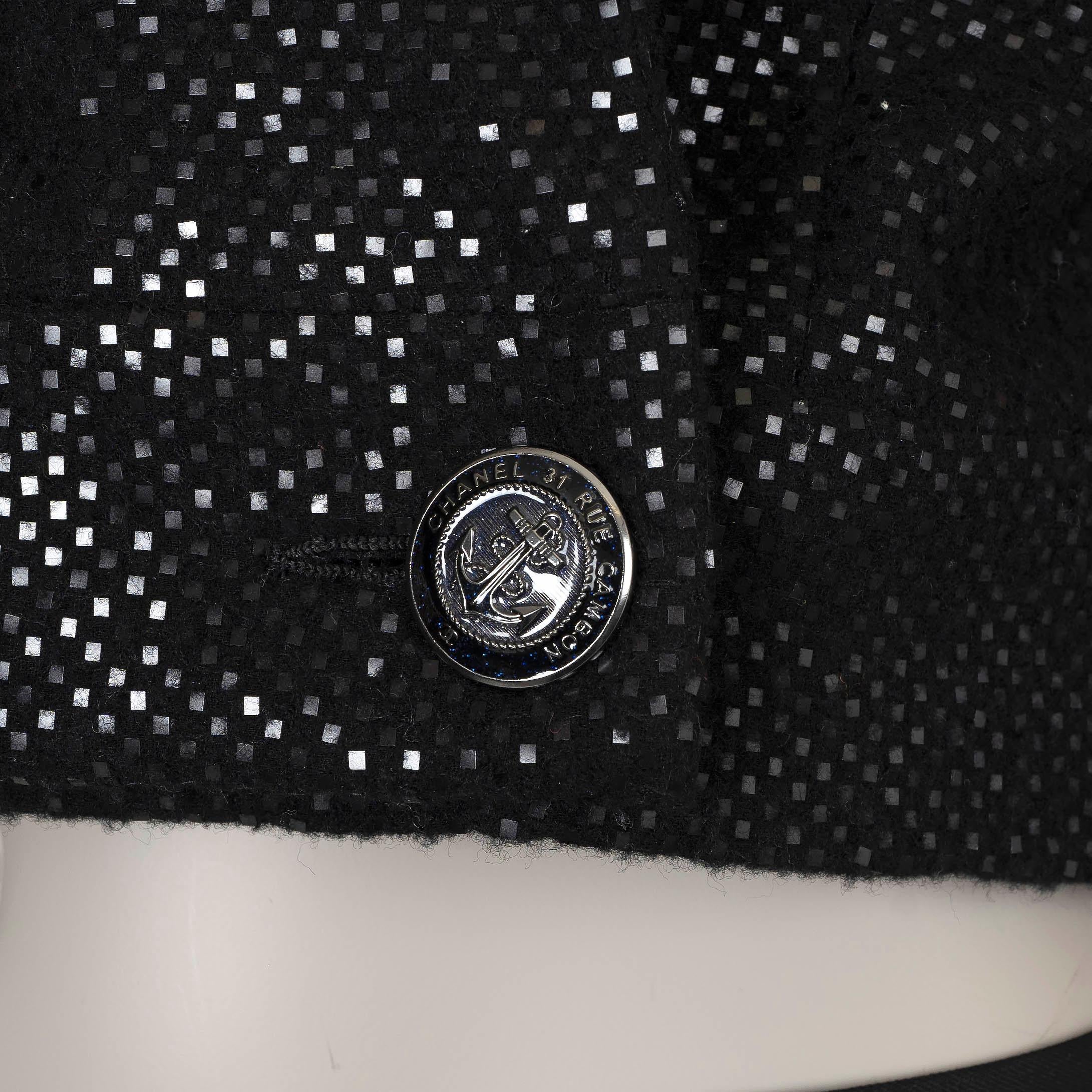 Donna Chanel giacca in lana nera 18A HAMBURG SHIMMERY CROPPED 38 S in vendita