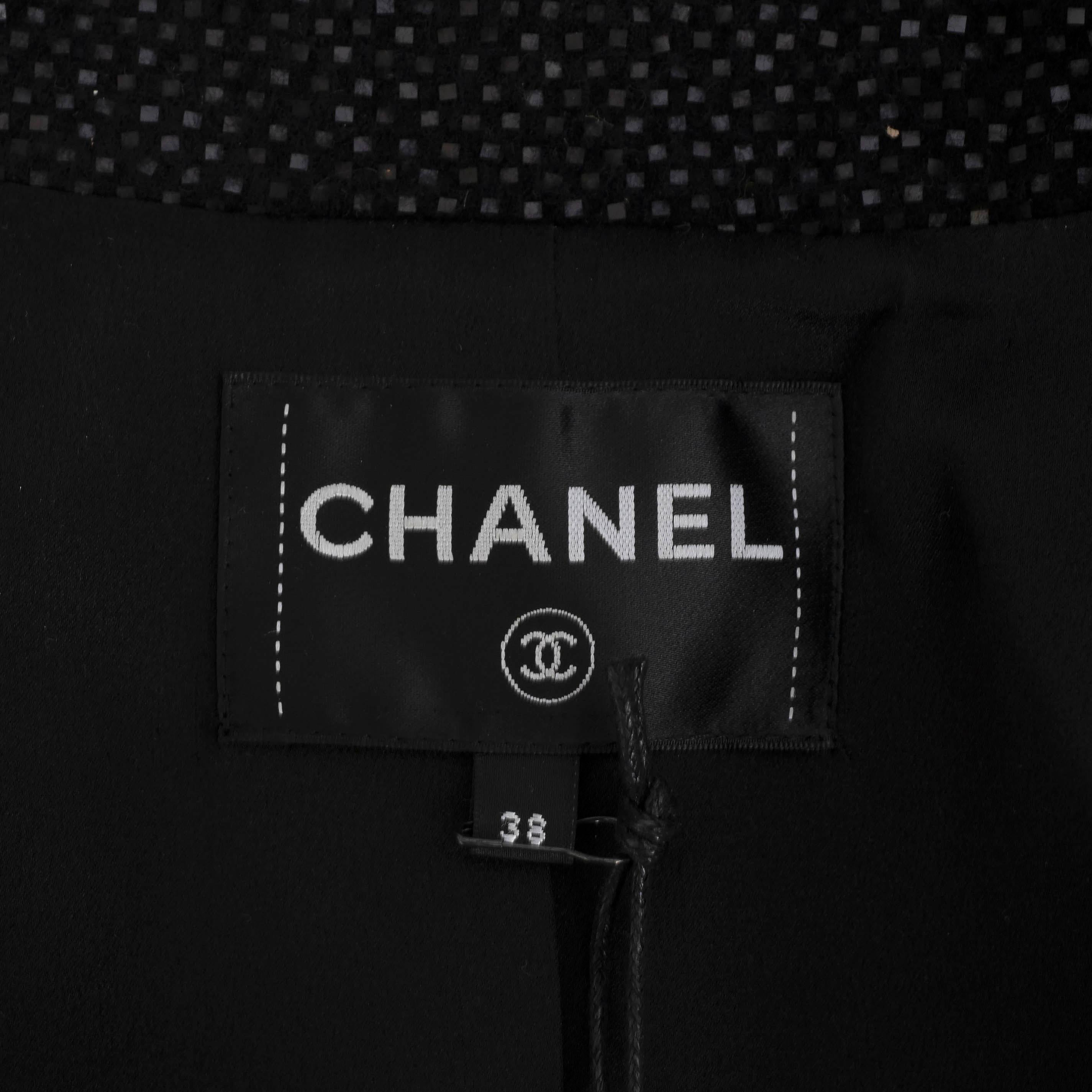 Chanel giacca in lana nera 18A HAMBURG SHIMMERY CROPPED 38 S in vendita 1