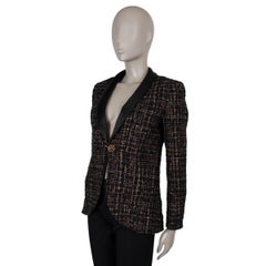 CHANEL black wool 19A NEW YORK LUREX TWEED Jacket 36 XS