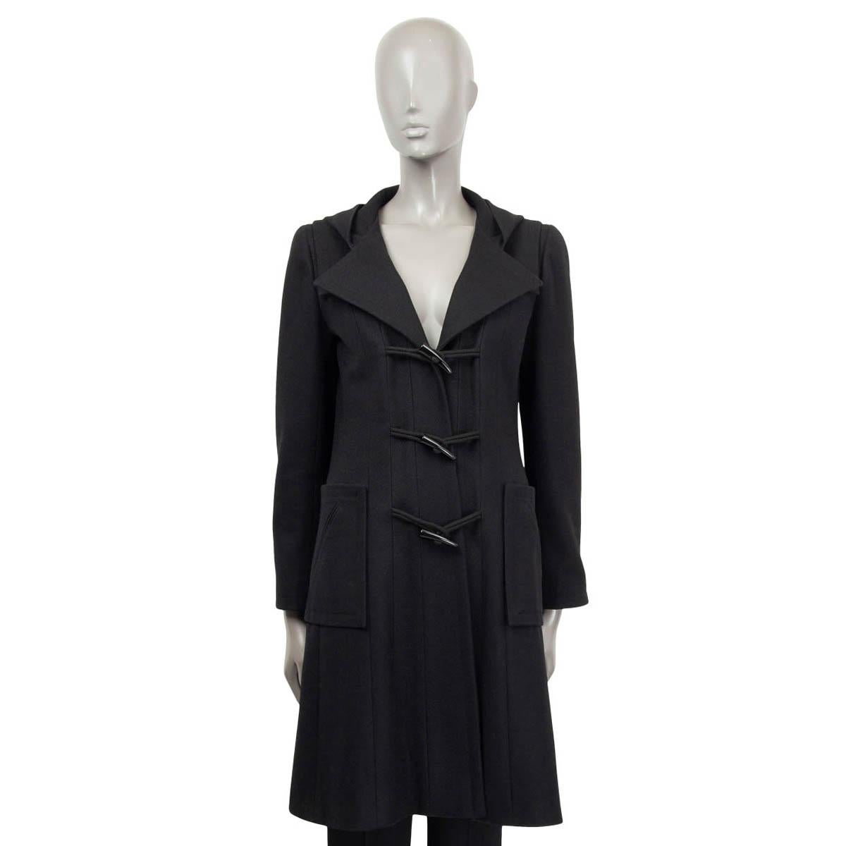 Black CHANEL black wool 2006 06A DUFFLE Coat Jacket 38 S For Sale