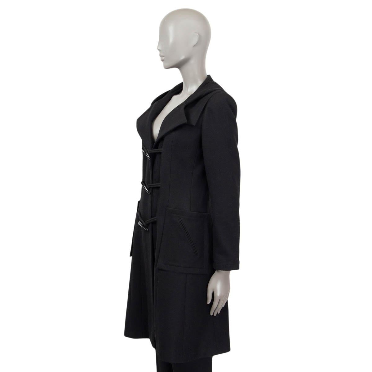 Women's CHANEL black wool 2006 06A DUFFLE Coat Jacket 38 S For Sale