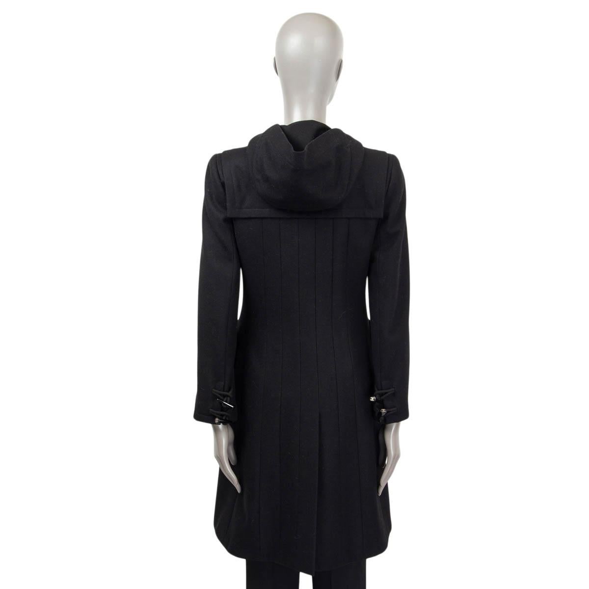 CHANEL black wool 2006 06A DUFFLE Coat Jacket 38 S For Sale 2