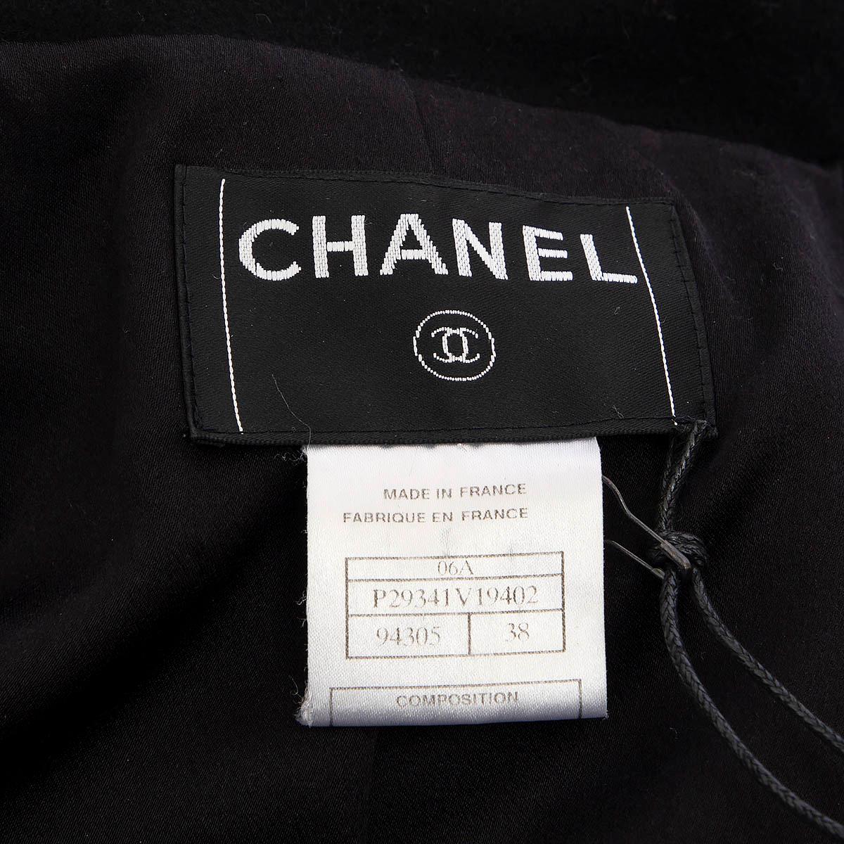 CHANEL black wool 2006 06A DUFFLE Coat Jacket 38 S For Sale 5
