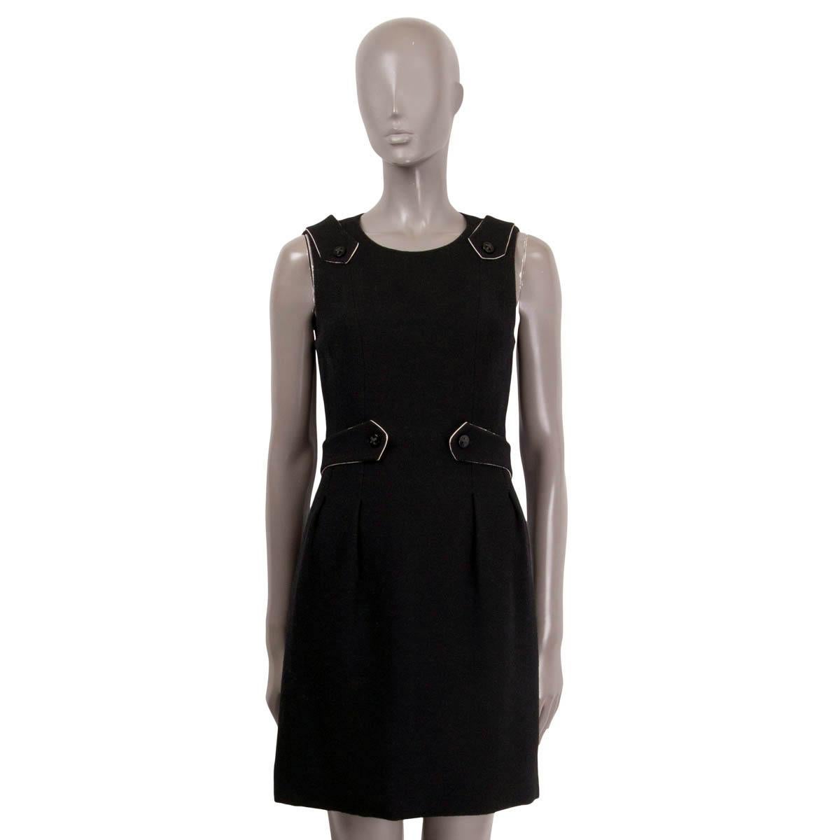 Women's CHANEL black wool 2006 06A WAIST BELTED SLEEVELESS SHEATH Dress 36 XS For Sale