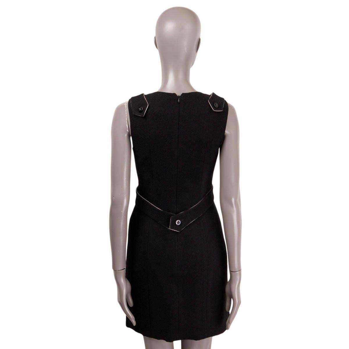 CHANEL black wool 2006 06A WAIST BELTED SLEEVELESS SHEATH Dress 36 XS For Sale 2