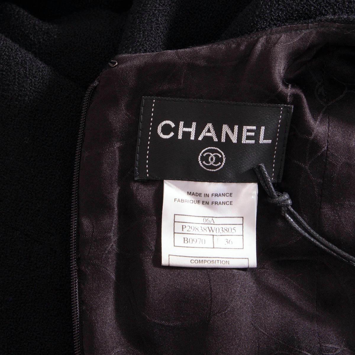 CHANEL black wool 2006 06A WAIST BELTED SLEEVELESS SHEATH Dress 36 XS For Sale 4