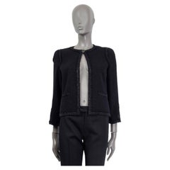 Chanel Black Wool and Silk Jacket with Faux CC Pearls Buttons at 1stDibs