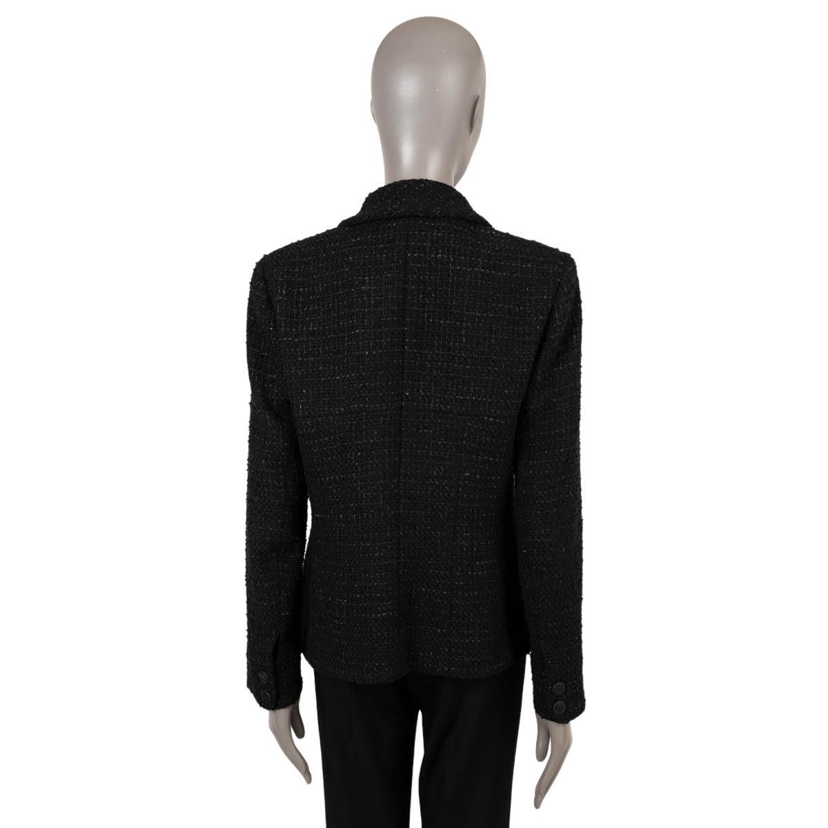 Women's CHANEL black wool 2010 10A CLASSIC TWEED Jacket 44 L For Sale