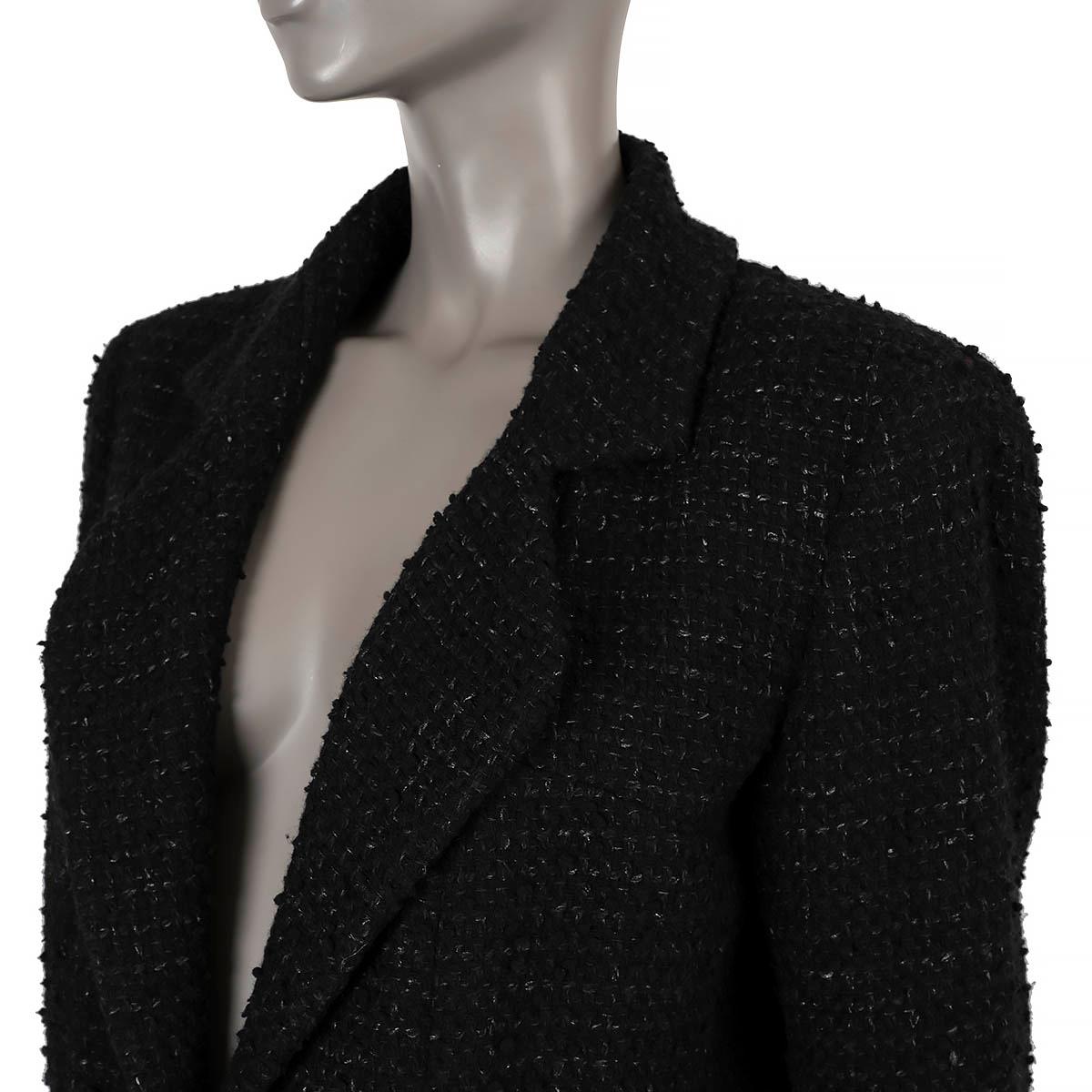 CHANEL black wool 2010 10A CLASSIC TWEED Jacket 44 L For Sale 2