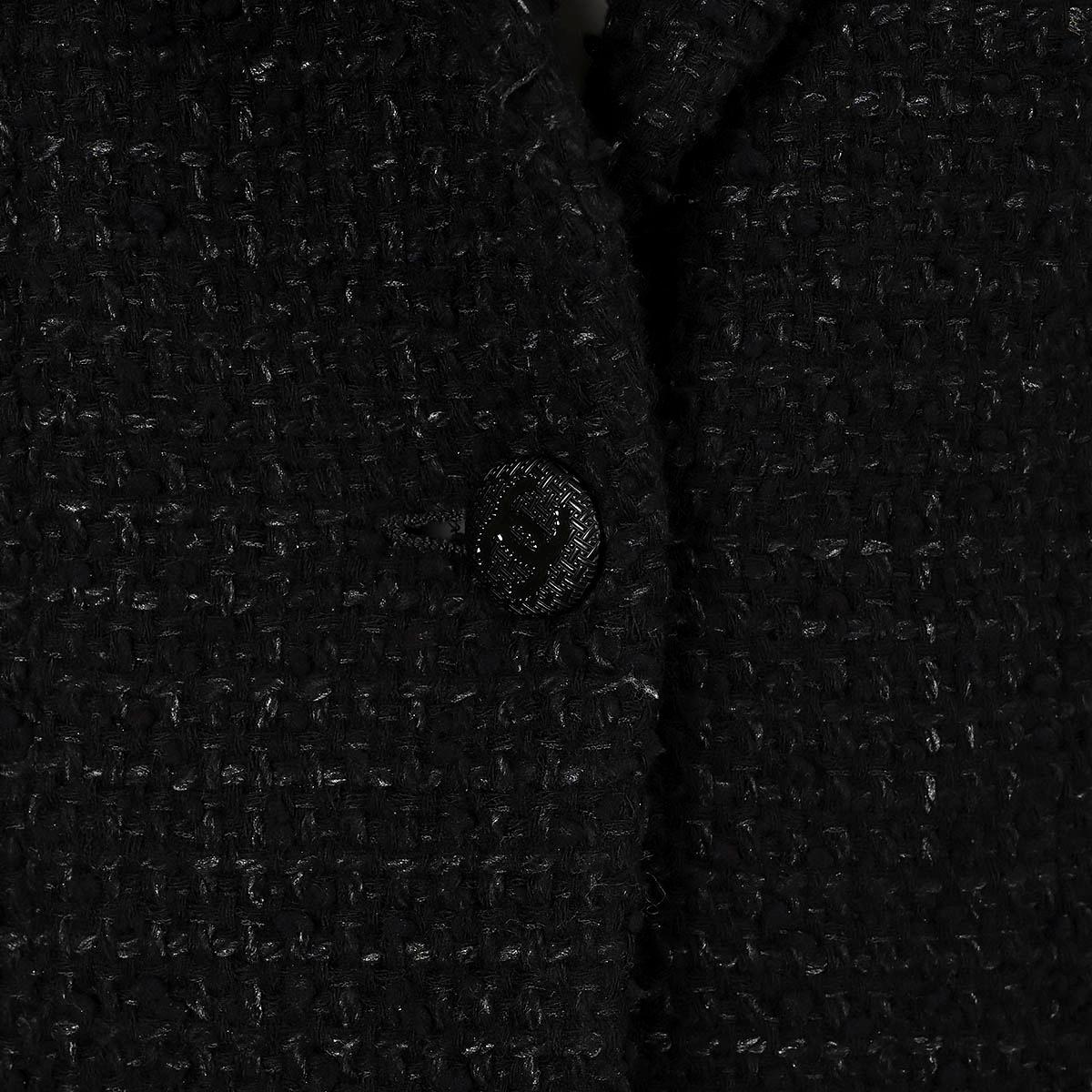 CHANEL 2010 10A CLASSIQUE veste en laine noire 44 L en vente 3