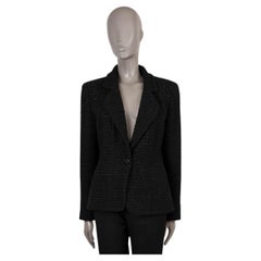 CHANEL black wool 2010 10A CLASSIC TWEED Jacket 44 L