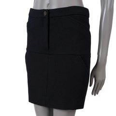 CHANEL black wool 2012 12K FOUR POCKET MINI Skirt 42 L