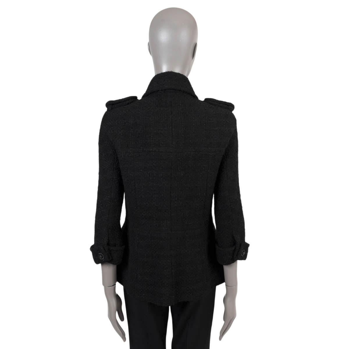 Women's CHANEL black wool 2013 13A EDINBURGH FLAP POCKET TWEED Jacket 40 M For Sale