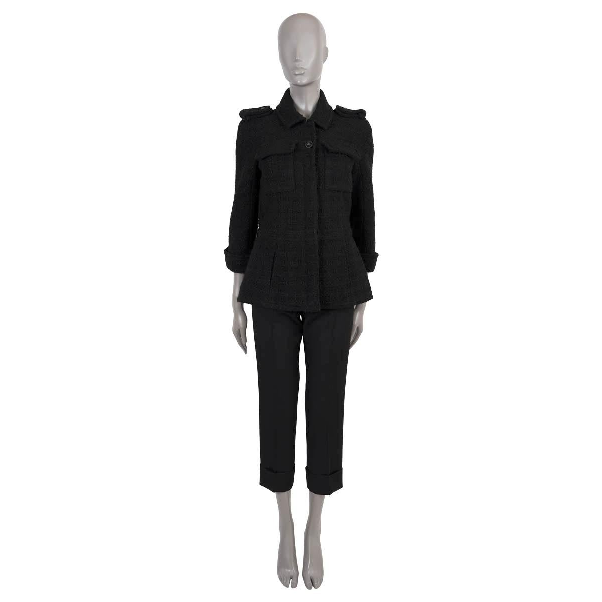CHANEL black wool 2013 13A EDINBURGH FLAP POCKET TWEED Jacket 40 M For Sale 1