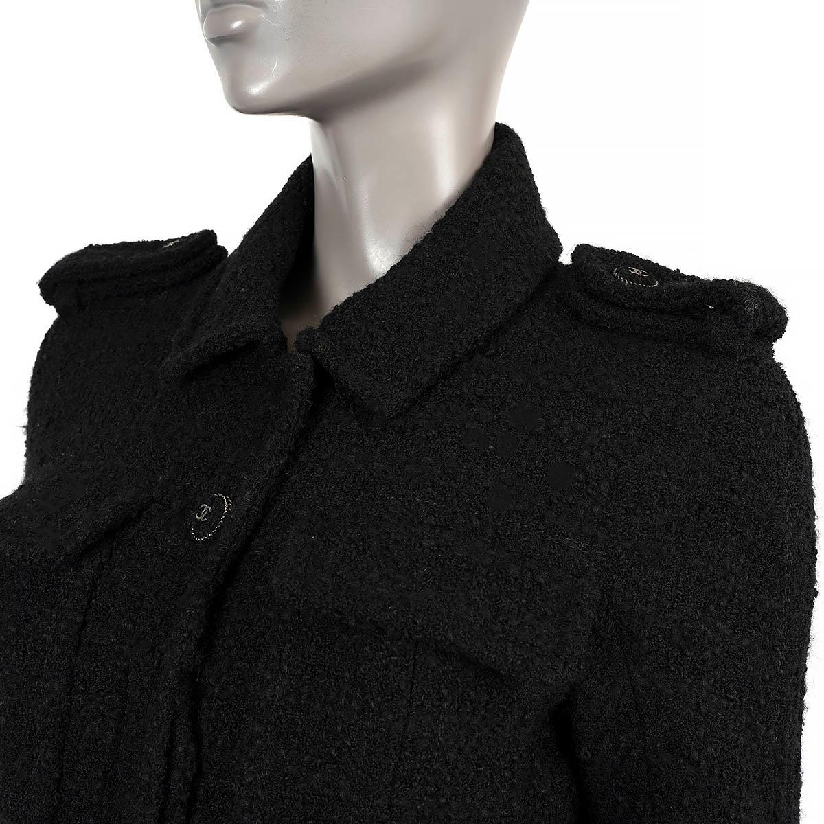 CHANEL black wool 2013 13A EDINBURGH FLAP POCKET TWEED Jacket 40 M For Sale 2