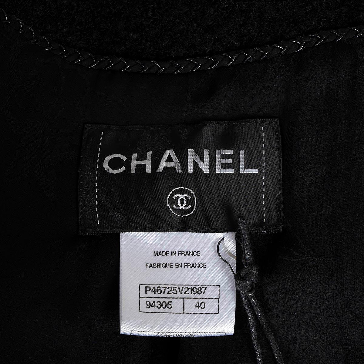CHANEL black wool 2013 13A EDINBURGH FLAP POCKET TWEED Jacket 40 M For Sale 4