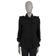 CHANEL black wool 2013 13A EDINBURGH FLAP POCKET TWEED Jacket 40 M