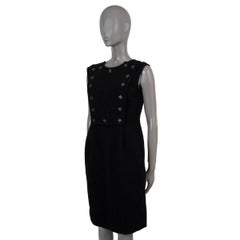 CHANEL black wool 2014 14A DALLAS SHERIFF TWEED Dress 40 M
