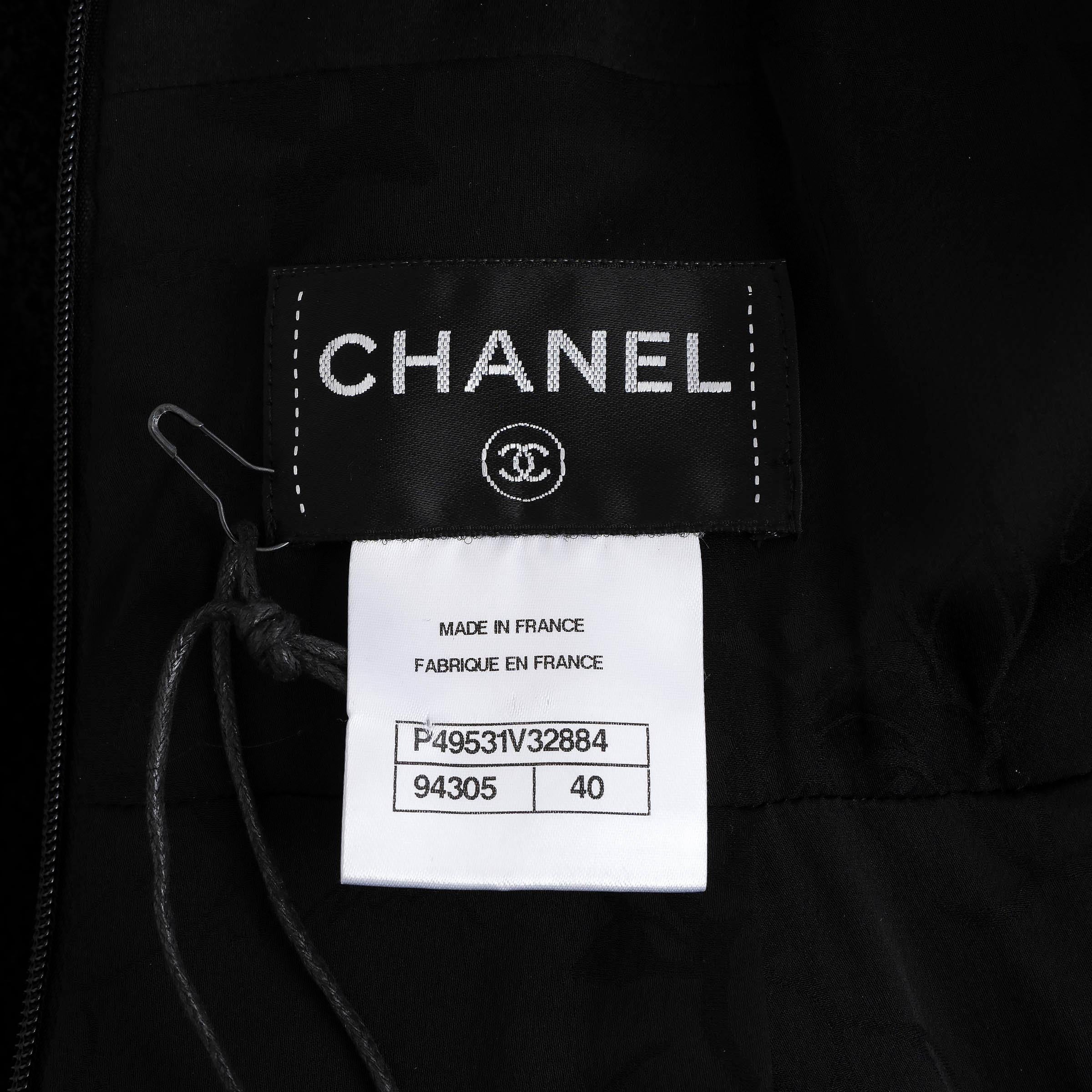 CHANEL laine noire 2014 14A DALLAS SHERIFF TWEED Robe 40 M en vente 2