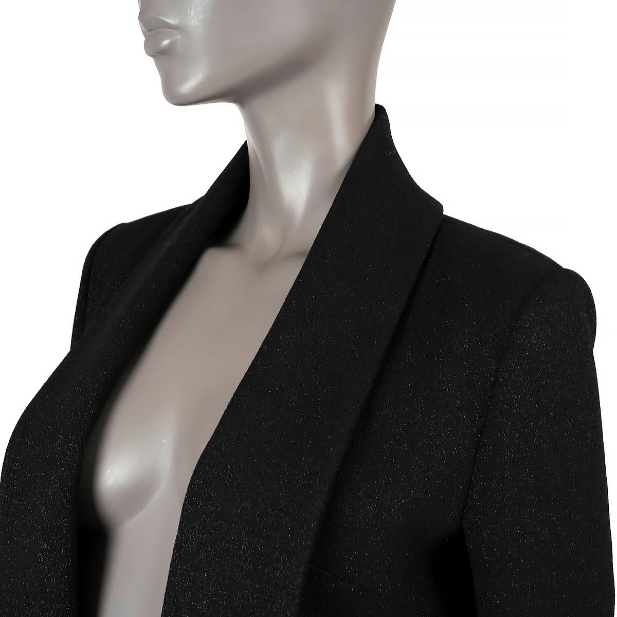 CHANEL black wool 2014 14B OPEN LUREX TWEED Jacket 36 XS For Sale 2