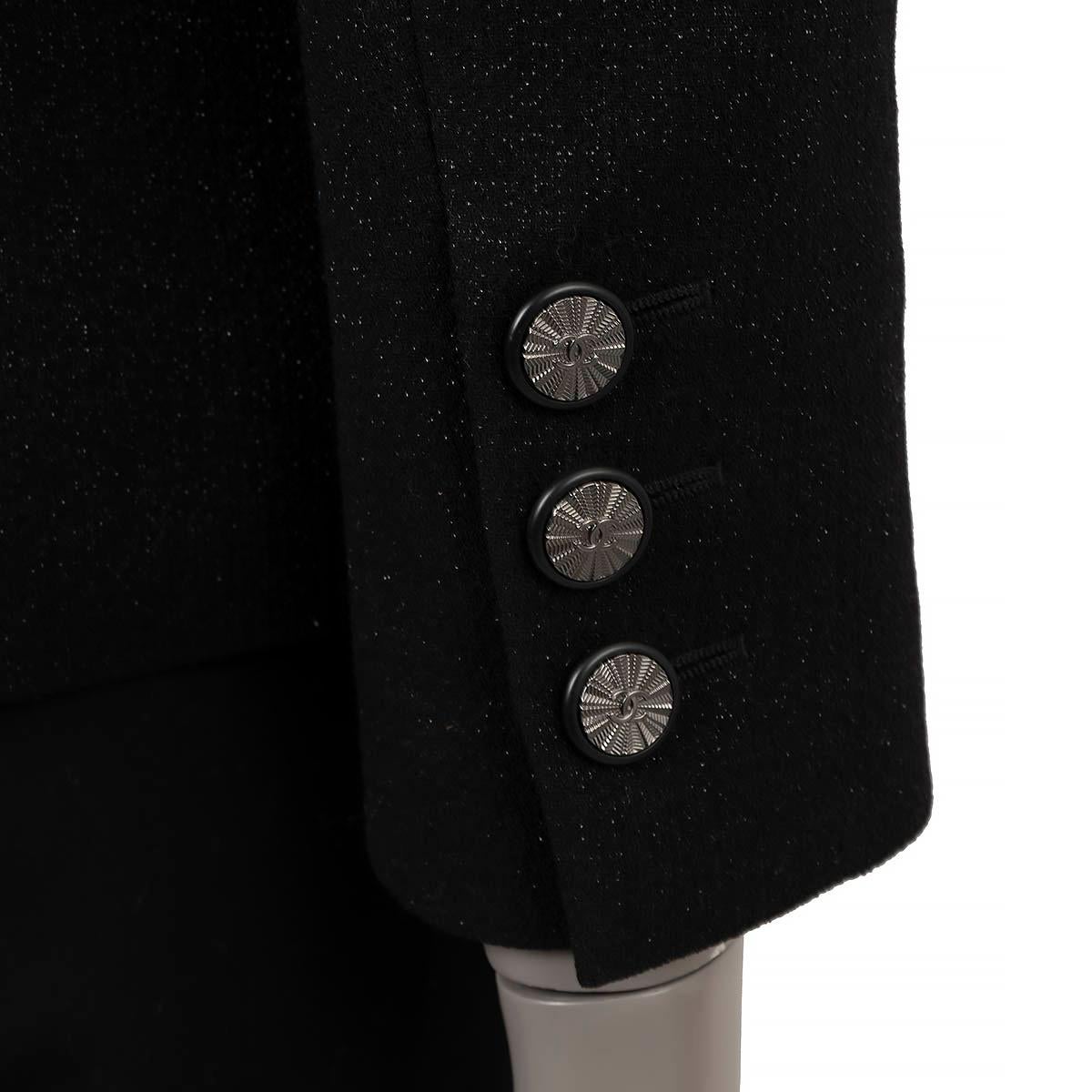 CHANEL black wool 2014 14B OPEN LUREX TWEED Jacket 36 XS For Sale 3
