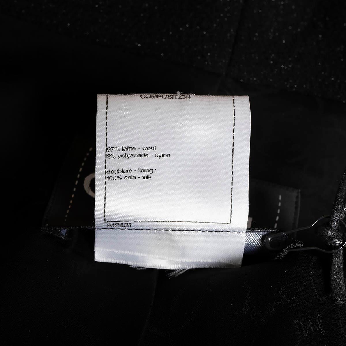 CHANEL black wool 2014 14B OPEN LUREX TWEED Jacket 36 XS For Sale 5