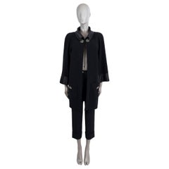 CHANEL black wool 2015 15B SATIN TRIM TWEED Jacket 42 L