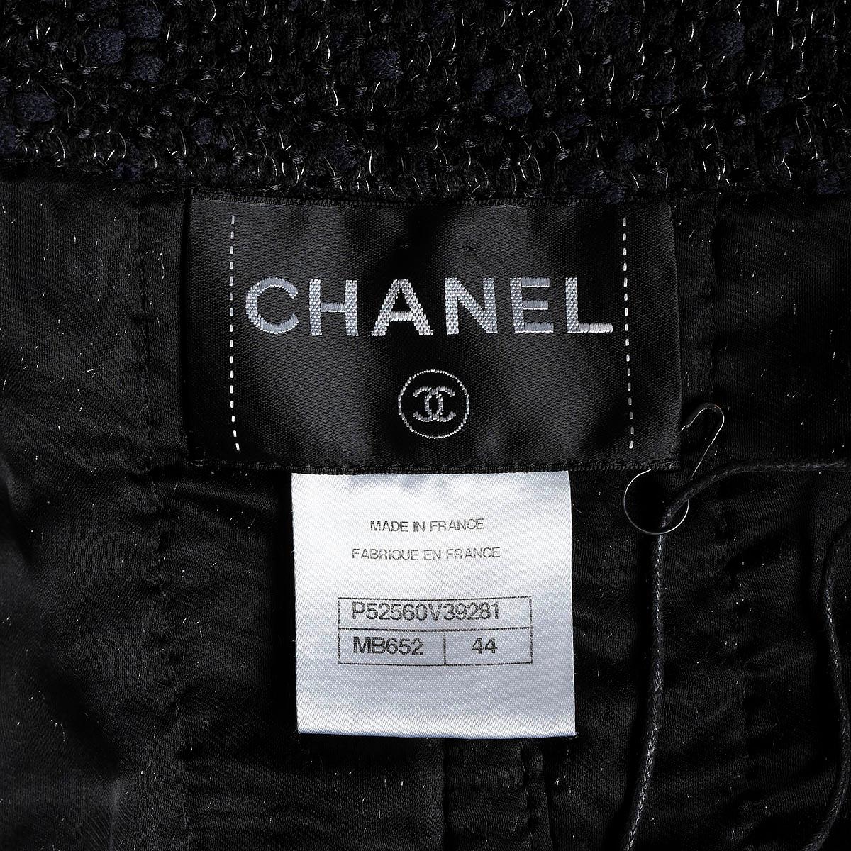 CHANEL black wool 2015 15K DOUBLE BREASTED CUT OUT TWEED Jacket 44 XL 4