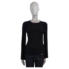 CHANEL Schwarzer Wollpullover 2016 16A ROME CAPE SLEEVE RIB KNIT Pullover 42 L