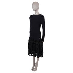 CHANEL black wool 2017 17A COSMOPOLITE PANELLED KNIT Dress 40 M
