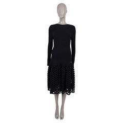 CHANEL black wool 2017 17A COSMOPOLITE PANELLED KNIT Dress 40 M