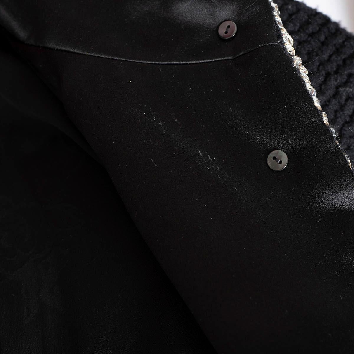 CHANEL black wool 2017 17K TWEEDED GAUZE Jacket 36 XS For Sale 7